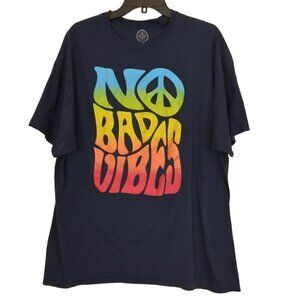 No Bad Vibes Graphic Retro Tee Navy Cotton | Size 2XL